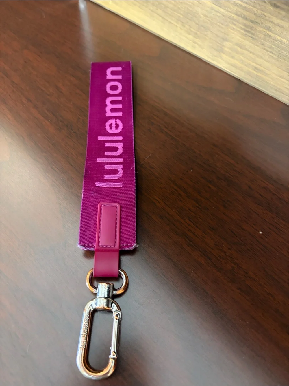 lululemon athletica Maroon and Pink Key Fob Wristlet keychain holder wine color